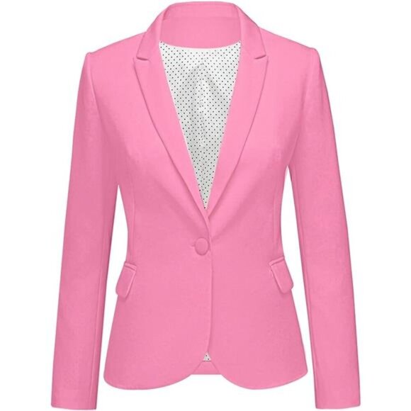 Women's Long Sleeve Formal Blazer Jacket Pink - Picture 1 of 6